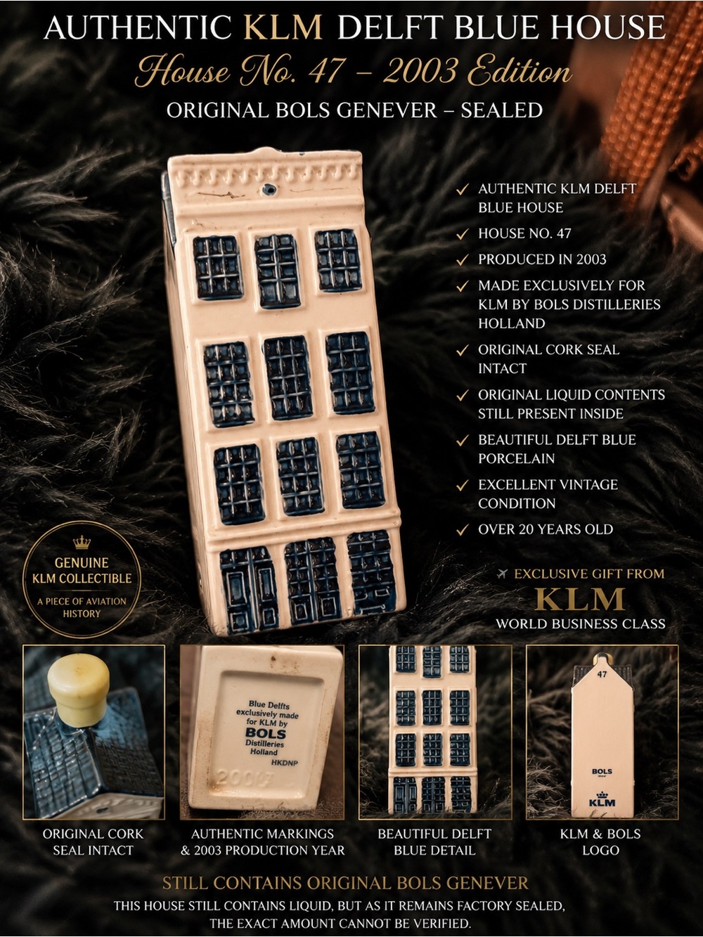 Authentic KLM Delft House No. 47 – 2003 Edition – Original Sealed Collectible
